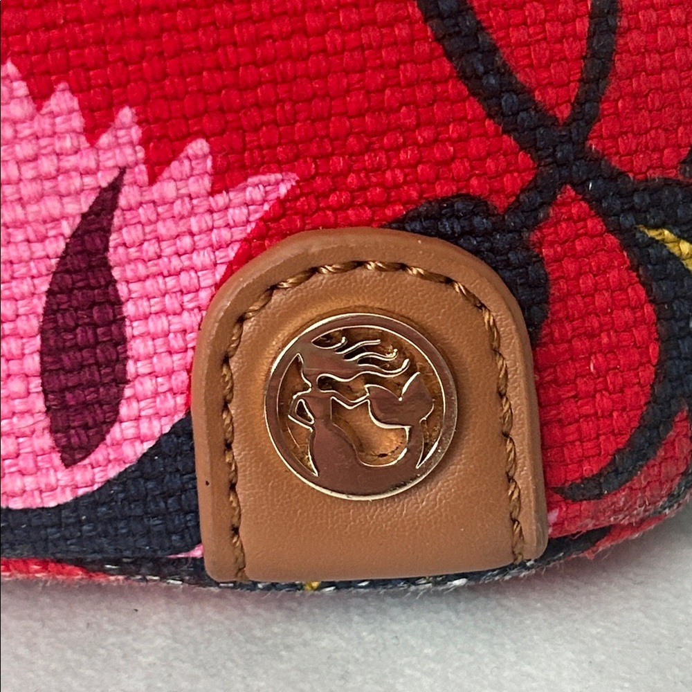 Spartina 449 Vibrant Red Floral Brown Leather Accents/Trim Tote Bag Purse 🌺🌺 - Picture 8 of 14